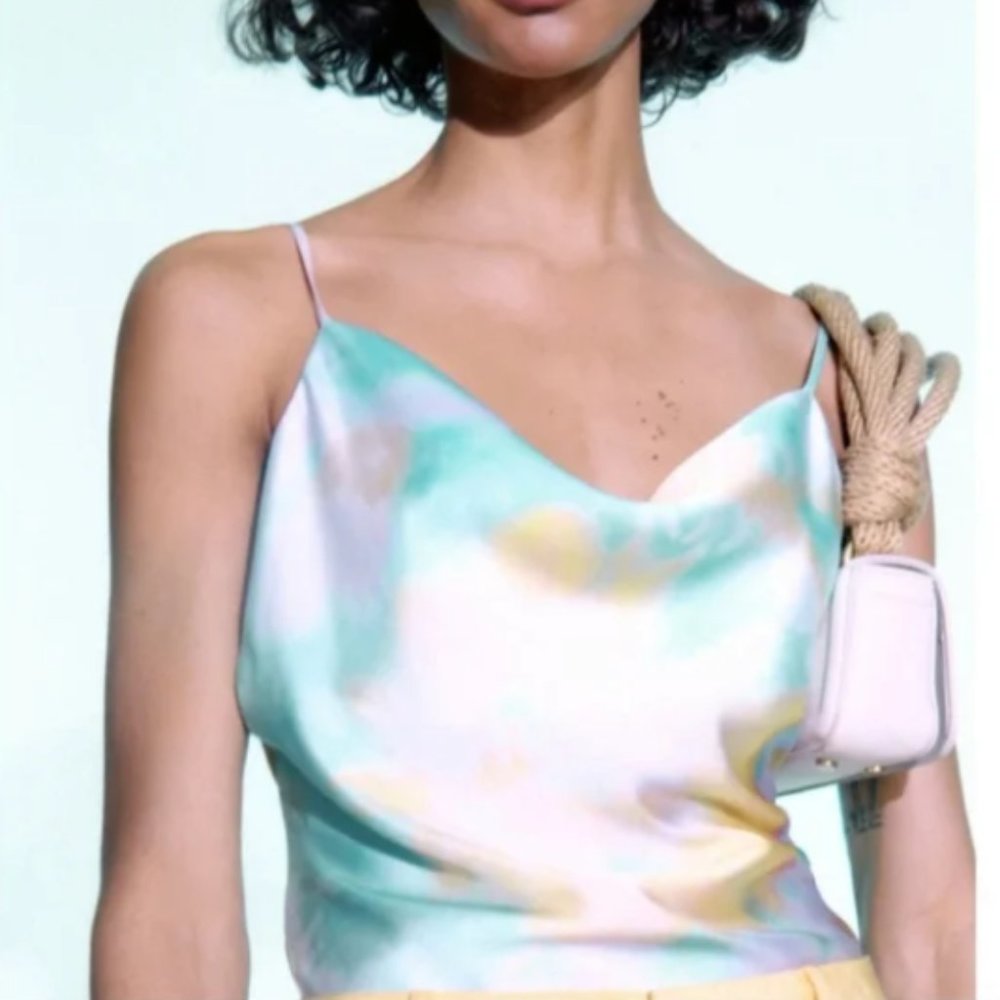 NWT Zara Satin Tie-Dye Tank - Size M